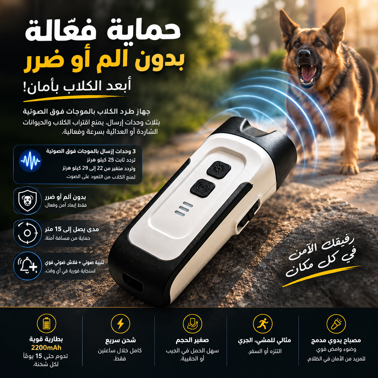 جهاز طرد و ردع الكلاب بدون الم